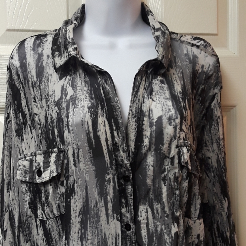 COPY - Grey and Black Sheer Top